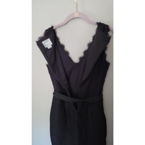 Anthropologie Maeve Black Lace Stretch Sheath cocktail dainty midi Dress - Picture 3 of 9